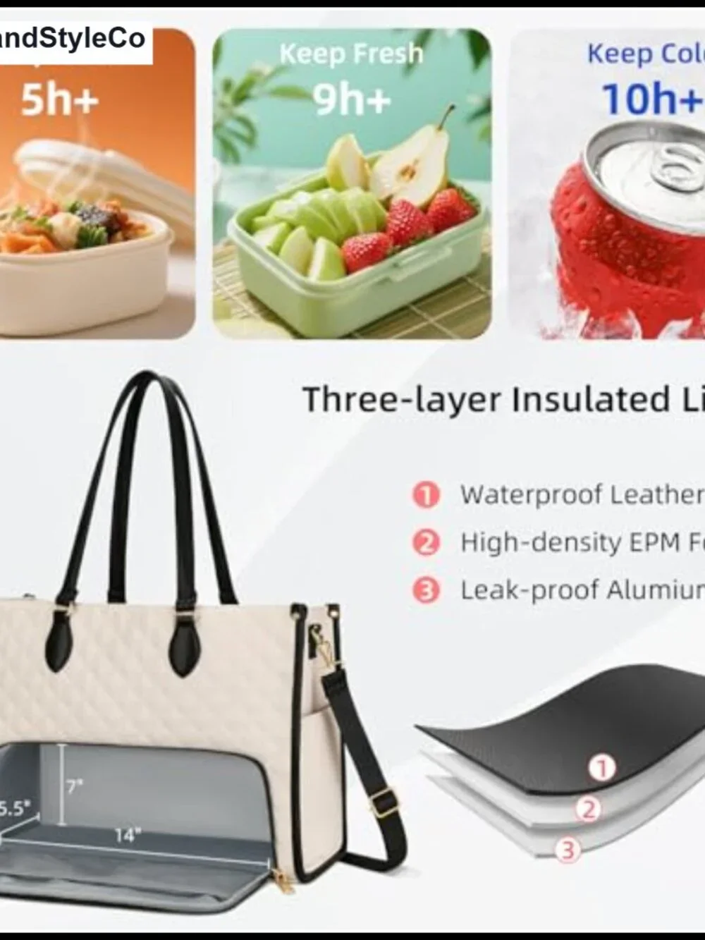 Insulated Lunch Tote Bag for Women Large Capacity Work Lunch Bag